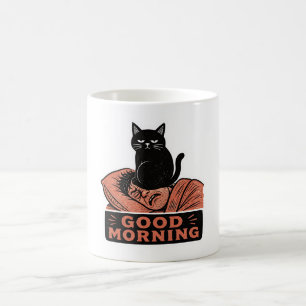 Caneca De Café Camisa masculina básica de gato preto sarcástico L