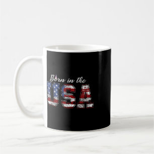 Caneca De Café Camisa Nascido Nos EUA Bandeira Dos EUA Aniversári