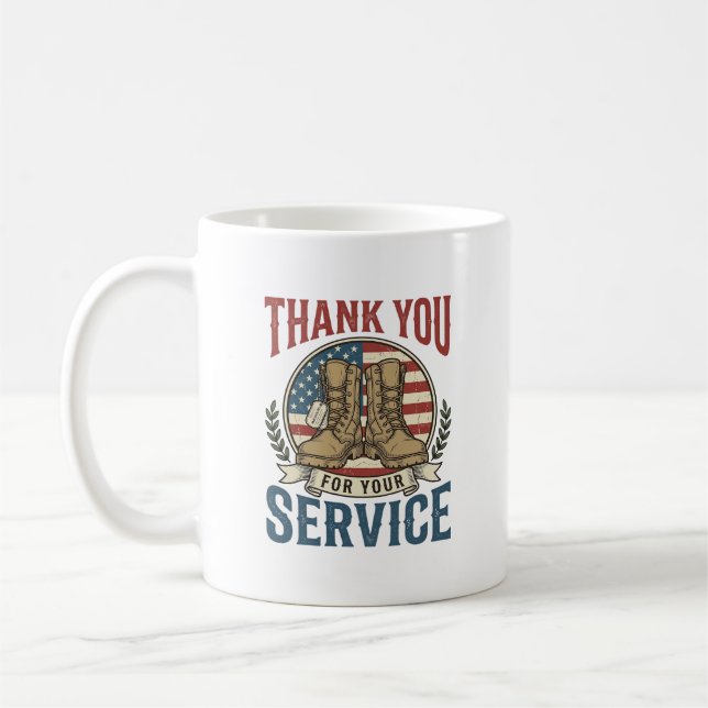 Caneca De Café Camisa Obrigado pelo Seu Serviço Botas Militares D (Esquerda)