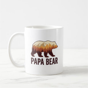 Caneca De Café Camisa Papa Bear Silhueta Urso Vintage Floresta T-