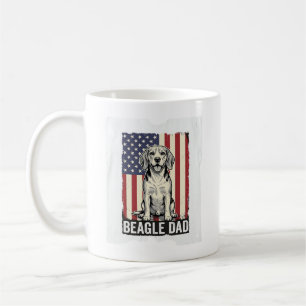 Caneca De Café Camisa Patriótica Vintage de Cão para Pai de Beagl