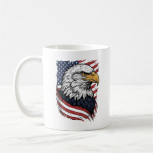 Caneca De Café Camisa Patriótica Vintage Eagle Bandeira Americana