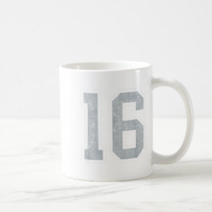 Caneca De Café Camisa Prata Branca Número 16 Uniforme do Jogador 