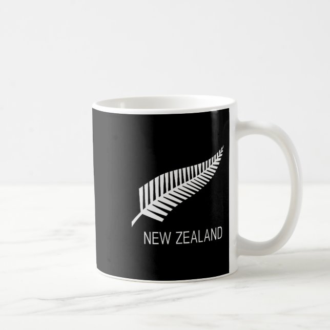 Caneca De Café Camisa Preta de Samambaia da Nova Zelândia Masculi (Direita)