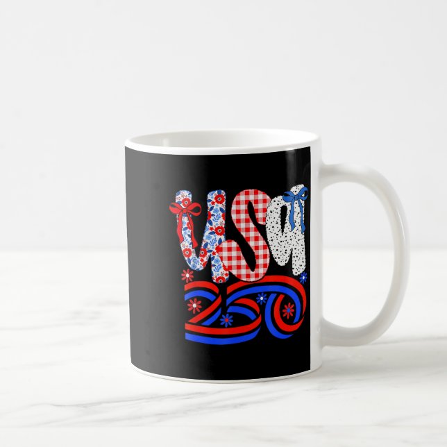 Caneca De Café Camisa Retro Americana Coquette Bow 250 Flag, 4 de (Direita)