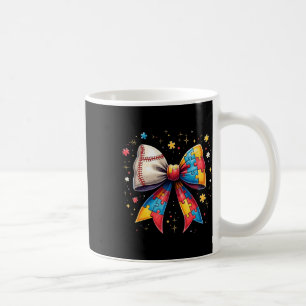Caneca De Café Camisa Retro de Autismo com Peça de Puzzle e Laço 