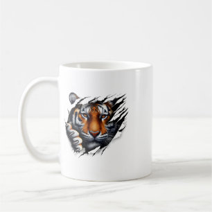 Caneca De Café Camisa Retro Espírito Face do Tigre Design Pé de T
