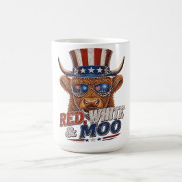 Caneca De Café Camisa Vermelha Branca & Moo Vaca das Terras Altas