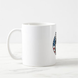 Caneca De Café Camisa Vetorial de Cachorro Patriótico Husky Vinta