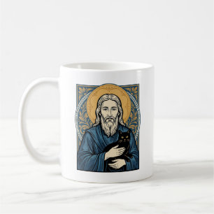 Caneca De Café Camisa Vetorial de Design de Retrato de Gato Sagra