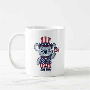 Caneca De Café Camisa Vetorial Koala Patriota Vintage Design_1