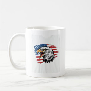 Caneca De Café Camisa Vetorial Patriótica Vintage Eagle Flag_1