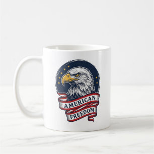 Caneca De Café Camisa Vetorial Patriótica Vintage Eagle Ribbon De