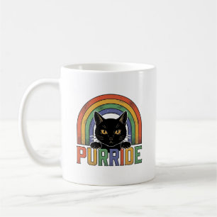 Caneca De Café Camisa Vintage Purride Gato Preto Arco-íris Design