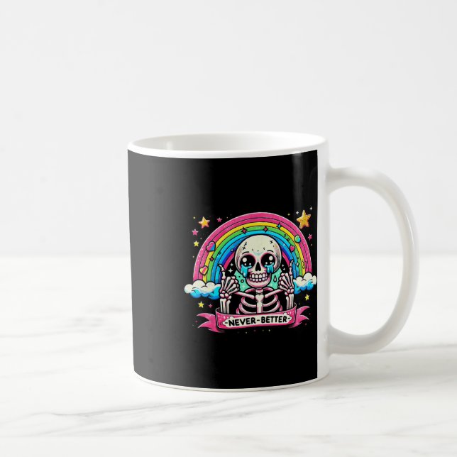 Caneca De Café Camisas de Halloween de Esqueleto Nunca Melhor Crâ (Direita)