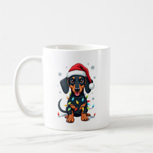 Caneca De Café Camisas de Natal de árvore de cães Dachshund Prese