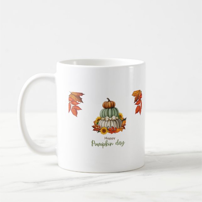 Caneca De Café Camiseta branca do dia da abóbora (Esquerda)