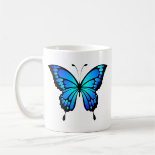 Caneca De Café Camiseta C Ilustração de Inseto Azul Borboleta-202