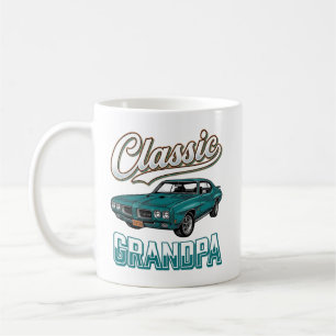 Caneca De Café Camiseta Clássica do Vô com Carro Antigo Design_1