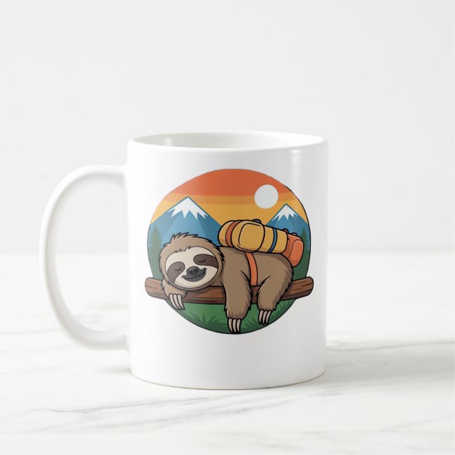 Caneca De Café Camiseta Clássica Funny Sloth Hiking_1 (Esquerda)