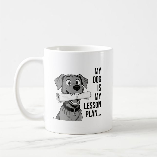 Caneca De Café Camiseta com Design de Plano de Aula do Meu Cachor (Esquerda)