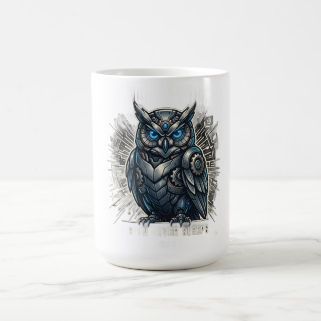 Caneca De Café Camiseta Cybernetic Owl Vision (Centro)