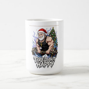 Caneca De Café Camiseta de Academia do Papai Noel Anime Cansado M