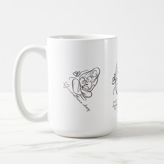 Caneca De Café Camiseta de Amor de Mãe Design Bonito (Esquerda)