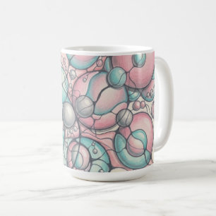 Caneca De Café Camiseta de Arte Neurográfica Rosa Menta Esfera Ab