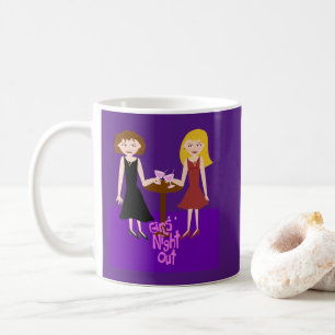 Caneca De Café Camiseta de Cartoon Sassy Girls Night Out Divertid
