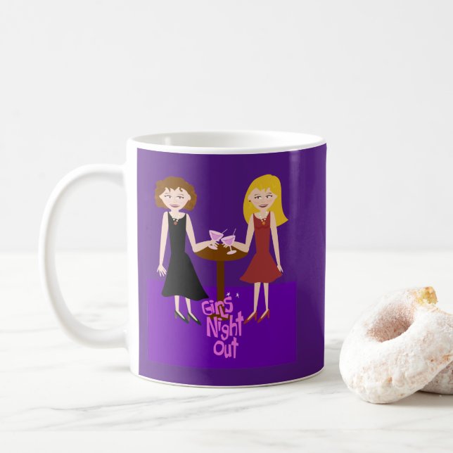 Caneca De Café Camiseta de Cartoon Sassy Girls Night Out Divertid (Com Donut)
