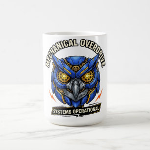 Caneca De Café Camiseta de Coruja Cyberpunk com Overdrive Mecânic