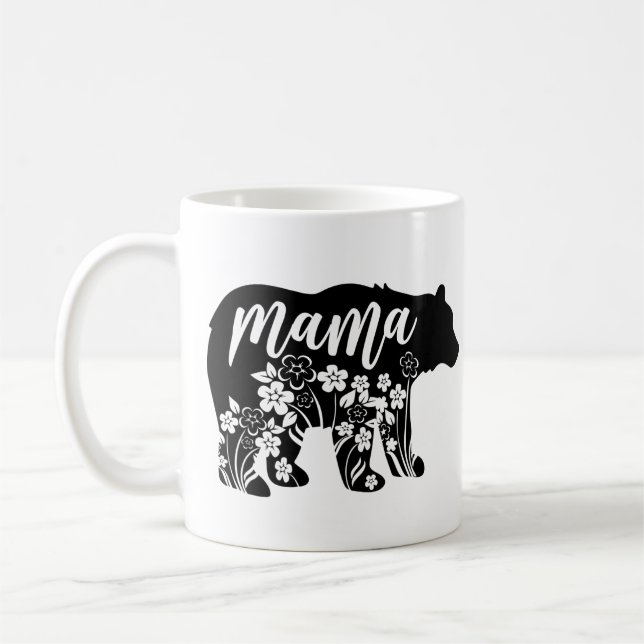 Caneca De Café Camiseta de Flores de Urso da Mamãe (Esquerda)