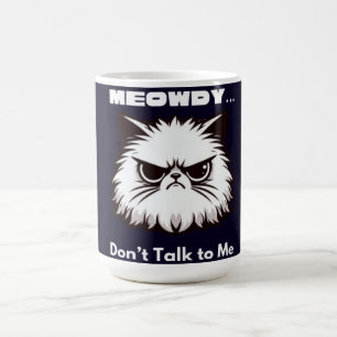 Caneca De Café Camiseta de Gato Bravo e Engraçado 'Meowdy Não Fal