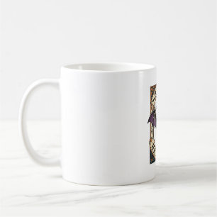 Caneca De Café Camiseta de gravura vintage de morcego fantasma de