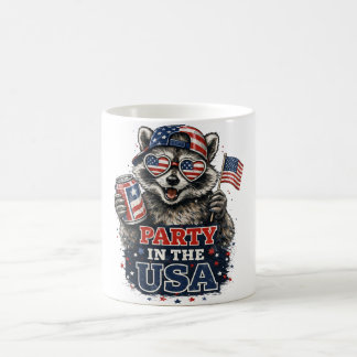 Caneca De Café Camiseta de Guaxinim Patriótica Divertida nos EUA