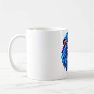 Caneca De Café Camiseta de Leão Geométrico Vibrante