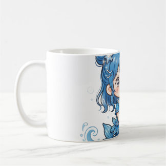 Caneca De Café Camiseta de Menina Sereia do Oceano Azul Fofo - Ka