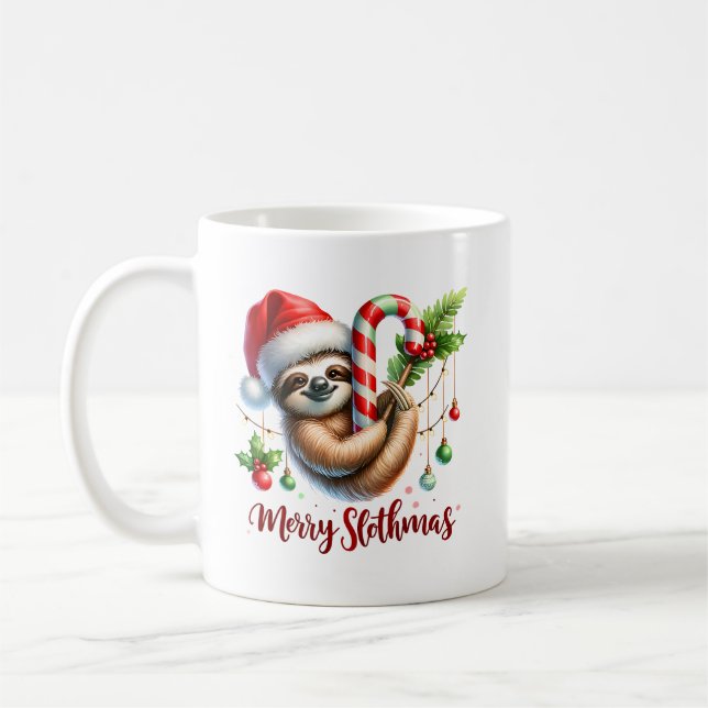 Caneca De Café Camiseta de Natal, Slothmas de Natal (Esquerda)