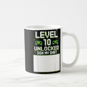 Caneca De Café Camiseta de sinal de desbloqueio do nível 10 para
