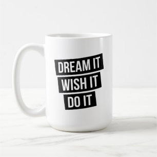 Caneca De Café Camiseta de Tipografia Minimalista Sonhe - Moderno