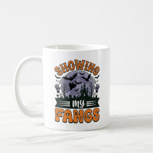 Caneca De Café Camiseta de Vampiro de Halloween Vintage Mostrando