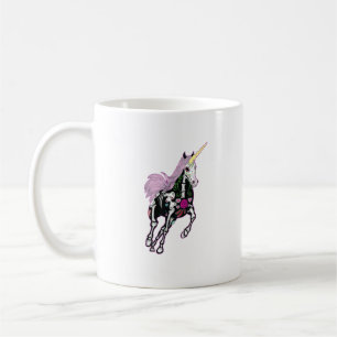Caneca De Café Camiseta do Dia dos Mortos do Unicórnio de Crânio