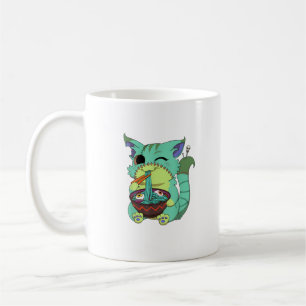 Caneca De Café Camiseta do Halloween do Gato Ramen do Anime Sinis