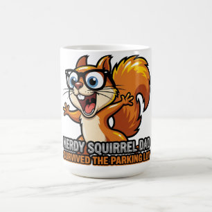 Caneca De Café Camiseta do Pai Esquilo Nerd no Estacionamento