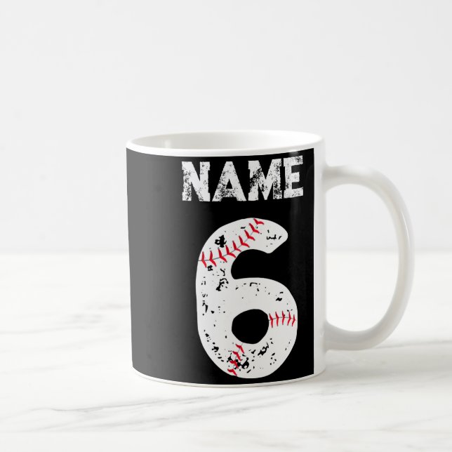 Caneca De Café Camiseta do Time de Beisebol 6 Nome e Número (Direita)
