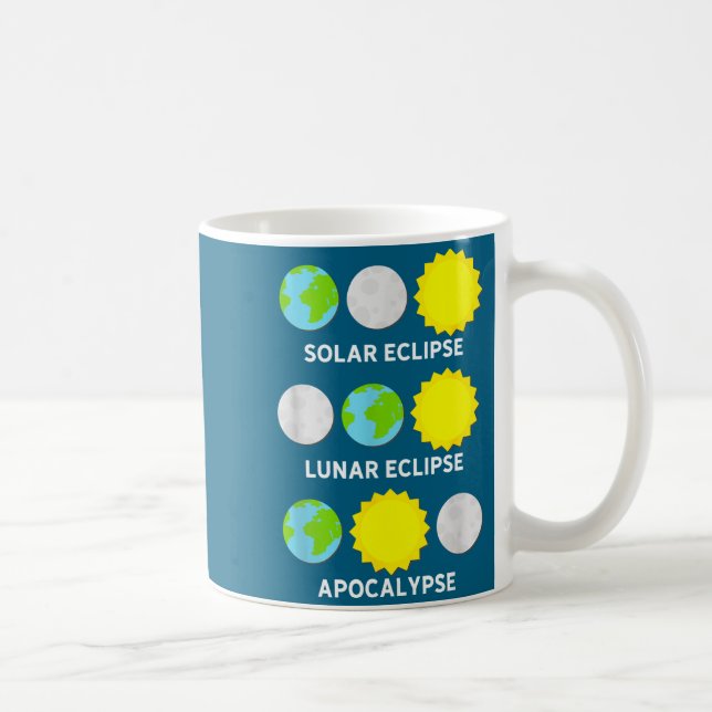 Caneca De Café Camiseta Eclipse Solar Eclipse Lunar Apocalipse (Direita)