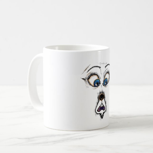Caneca De Café Camiseta engraçada com rosto de desenho animado ch (Frente Esquerda)