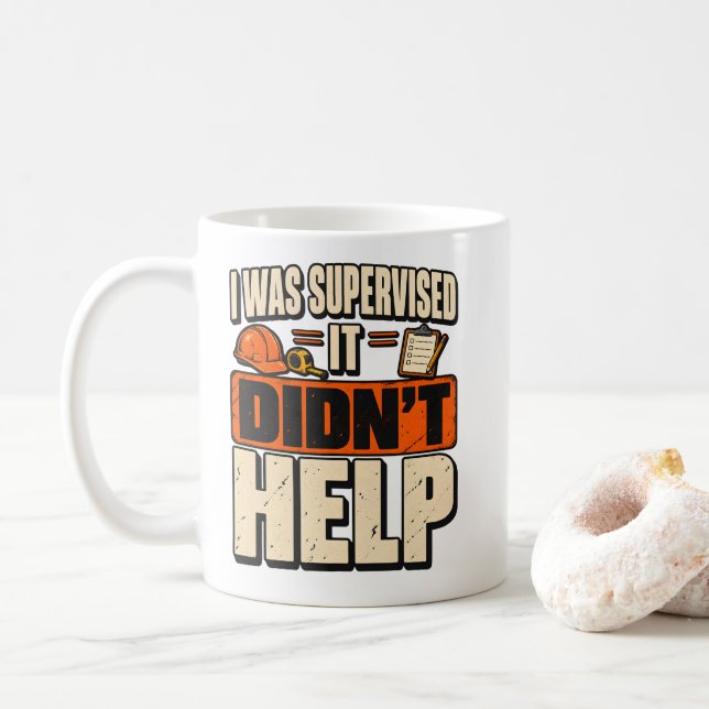 Caneca De Café Camiseta engraçada de supervisor de construção (Com Donut)