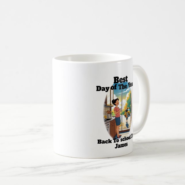 Caneca De Café Camiseta engraçada para Mãe com Nome Personalizado (Frente Esquerda)